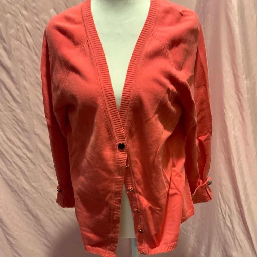 Talbots Womens Orange cardigan sweater Sz M